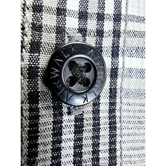 Airwalk Size Medium Men's Gray Check Logo Tag Long Sleeve Dual Pocket Shirt - Picture 7 of 13